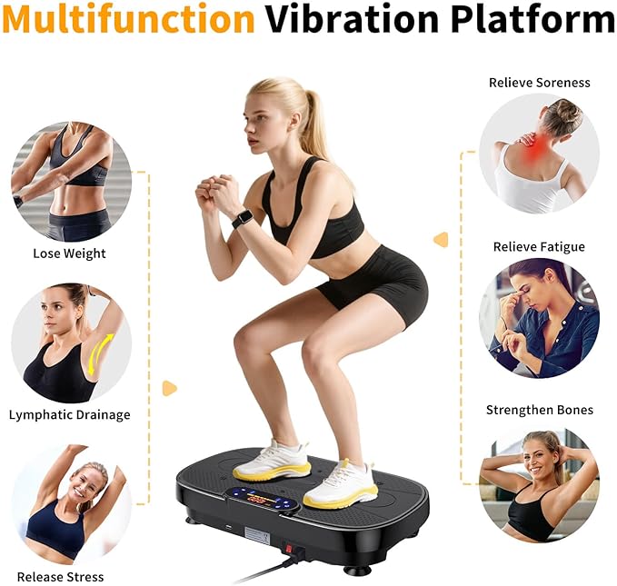Vibration Plate Exercise Machine, Vibrating Plate Machine with Bluetooth for Lymphatic Drainage, Vibration Platform for Women Men Full Body Weight Loss-Ruum Studio Home