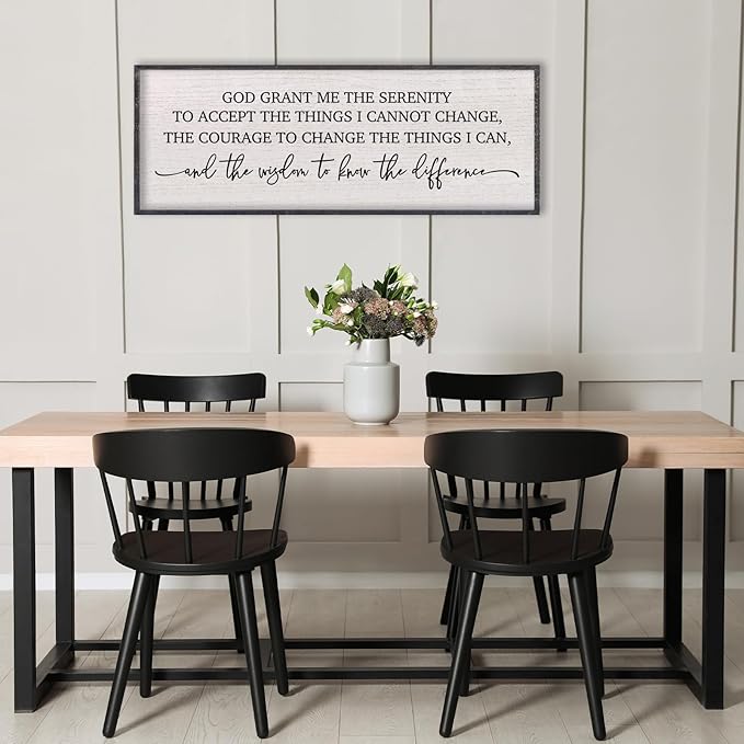 LuZhiQiang Serenity Prayer Bible Verse Sign Wall Decor God Grant Me Christian Inspiraional Quotes 40"×15" Wall Art for Living Room Bedroom (Black)-Ruum Studio Home