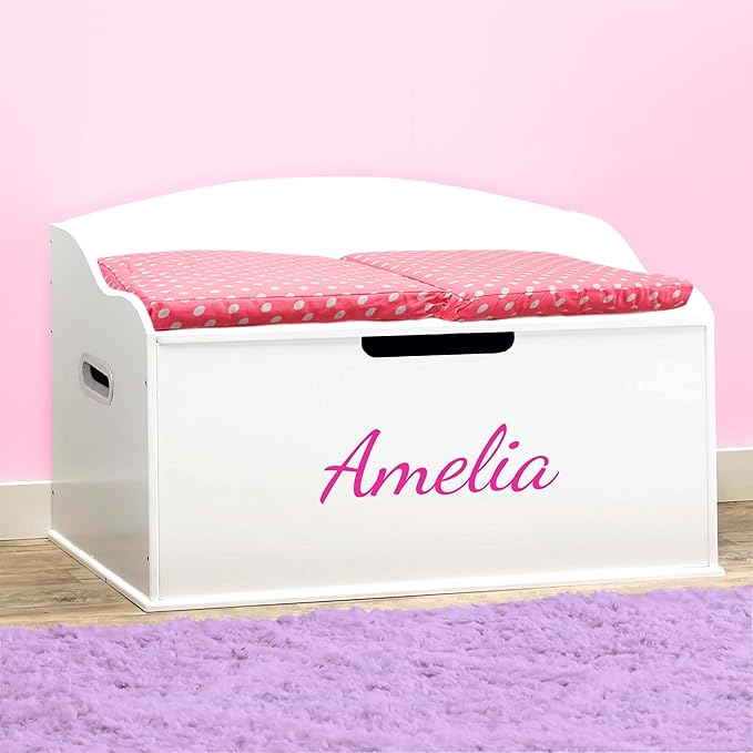 DIBSIES Personalized Creative Wonders Toy Box, Signature Series for Girls, 30 x 19.25 x 18 inches, Soft-Close Lid (White)-Ruum Studio Home