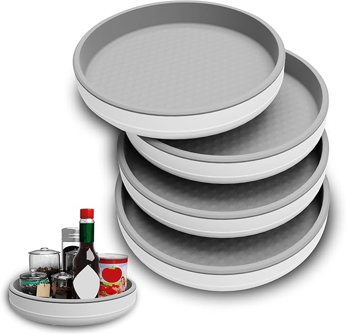 4 Pack 10 Inch Non-Skid Lazy Susan Turntable Organizers - Spinning Rack for Pantry Organization and Storage, Kitchen, Cabinet, Fridge, Bathroom Vanity, Countertop, Under Sink Organizing, Spice Rack-Ruum Studio Home