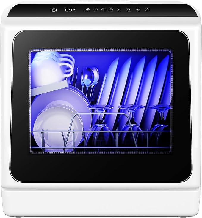 EUHOMY Countertop Dishwasher with 5L Built-in Water Tank& Inlet Hose Portable Mini Dishwashers with 6 Programs for Small Apartments, Dorms and RVs,High-Temp& Air-Dry Function, No Hookup Needed-Ruum Studio Home