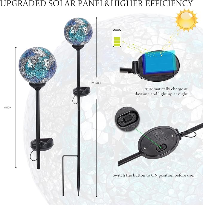 VCUTEKA Mosaic Solar Light, Solar Garden Decorative Lights Outdoor Waterproof LED Pathway Stake Light for Landscape Patio Yard Deck Walkway Decoration, 2 Pack-Ruum Studio Home