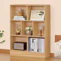 LEYAOYAO 7 Cube Bookshelf with Base,3 Tier Mid-Century Modern Natural Bookcase,Standing Wide Bookshelves Storage Organizer Shelf,Rustic Wood Display Cabinet Book Shelves for Bedroom,Living Room,Office-Ruum Studio Home