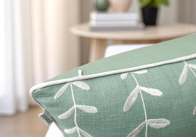 VAGMINE Embroidered Lollipop Cushion Cover - 20x20 Inches Square - 100% Cotton Light Teal Throw Pillow Case - Minimalist Chic Design - Luxury Home Accent for Sofa, Couch, Bed, Office-Ruum Studio Home