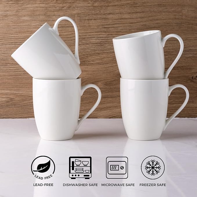 GBHOME 16oz Coffee Mugs Set of 6, Large Ceramic Coffee Mugs for Man, Woman, Dad, Mom, Modern Coffee Mugs Set with handle for Tea/Latte/Cappuccino/Milk/Cocoa. Dishwasher&Microwave Safe,White-Ruum Studio Home