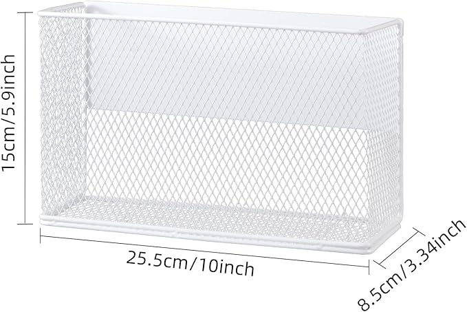 Magnetic Basket Organizer Holder for Fridge Magnetic Storage Bin Box Containers, White Magnetic Locker Organizer Holder for Kitchen Storage, Magazine, Whiteboard,10" × 3.34" ×5.9"-Ruum Studio Home