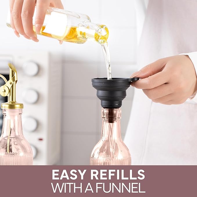 COOK WITH COLOR Glass Olive Oil Dispenser Bottle - 2 Pack, 17 oz Cruet - Elegant Carafe Decanter with Spout for Kitchen, Suitable for Vinegar, Coffee Syrups & Other Liquids-Ruum Studio Home