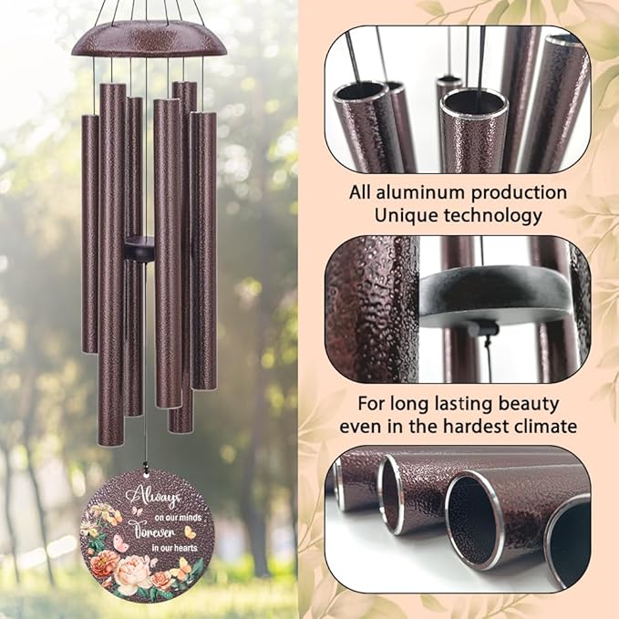 Personalized Memorial Wind Chime, Metal Wind Chime Deep Tone, Wind Chimes for Loss of Loved One, Commemorative Sympathy Bereavement Gifts, Decorative Wind Chimes Outdoor-Ruum Studio Home