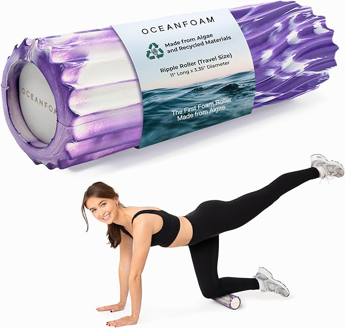Oceanfoam Tidal Roller - Purple Marbled - Muscle Massage Foam Roller for Back Pain & Stretching - Firm and Ergonomic Wide Wave Textured - Yoga, Athletics, & Wellness - Full Size, 20" x 5"-Ruum Studio Home
