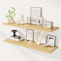 48" Floating Shelves for Wall, 12" Deep Slim Oak Floating Shelves, Wall-Mounted Shelves for Bedroom, Living Room, Kitchen, Bathroom - Set of 2-Ruum Studio Home