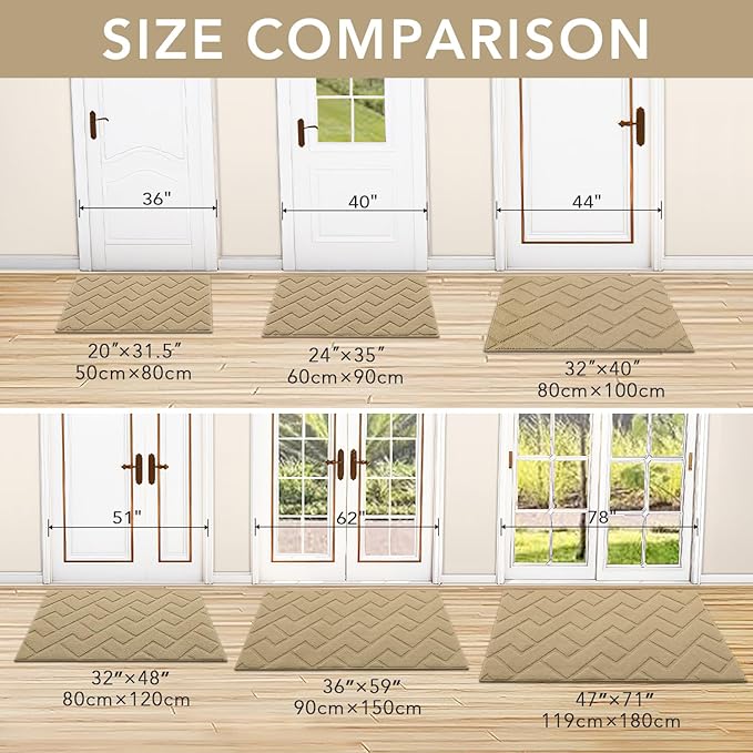 hicorfe Front Door Mat Outside Entrance,20"x31.5" Absorbent Muddy Dirt Resist Welcome Door Mats Outdoor Indoor,Stain and Fade Resistant,Non Slip Backing Entry Mat Doormat for Entryway(Beige)-Ruum Studio Home