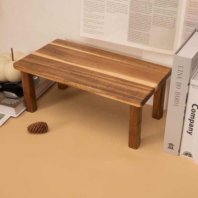 Acacia Wooden Desktop Organizer Shelf Kitchen Cabinet and Counter Riser Display Shelf for Top of Desk Home Office Bathroom Coffee Table Display Stand-Ruum Studio Home