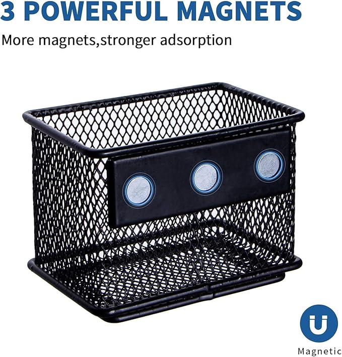 dedoot 6 Pack Magnetic Pen Holder, 3.45x2.3x2.6inch Magnetic Basket Locker Organizer Metal Mesh Pencil Memo Holder for Whiteboard, Fridge, Desk, Offices-Ruum Studio Home