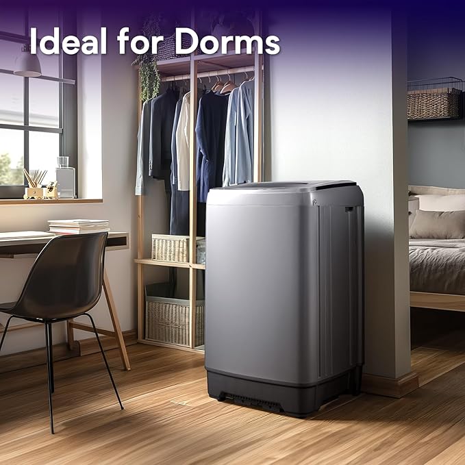 Portable Washing Machines 17.8LBS Full Automatic Clothes Washer and Spinner Combo with 10 Programs and 8 Water Levels, Compact Laundry Wash Spin Dryer for Apartment RV Dorm Home, Grey-Ruum Studio Home