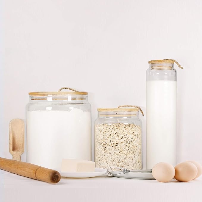 Urban Green Glass Jars with Airtight Lids, Airtight Glass Canisters with Locking Lids, (Bamboo-1Gal)-Ruum Studio Home