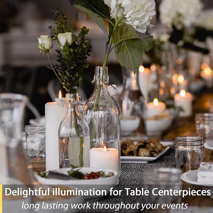 Flameless Candles Battery Operated with Timer, 3D Moving Flame Flickering, Last 600+ Hours Battery Candles, 3" x 4" Ivory Real Wax Electric LED Candle for Wedding Party Decorations-Ruum Studio Home
