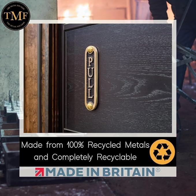 PULL Brass Door Sign. Traditional Style Home Décor Wall Plaque Handmade By The Metal Foundry UK.-Ruum Studio Home
