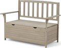 AVAWING Outdoor Storage Bench, Wooden Garden Bench Weatherproof, Patio Benches for Outside, 2-Seat Front Porch Bench, Park Bench for Deck, Lawn, Backyard (Light Gray)-Ruum Studio Home