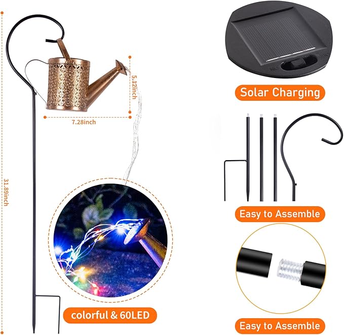 Solar Watering Can Light, Solar Yard Decorations Outdoor, Garden Decor Lights, IP65 Waterproof Hanging Lantern Lights, Flower Bed Decor, Gifts for Grandma, Women, Mom-Ruum Studio Home