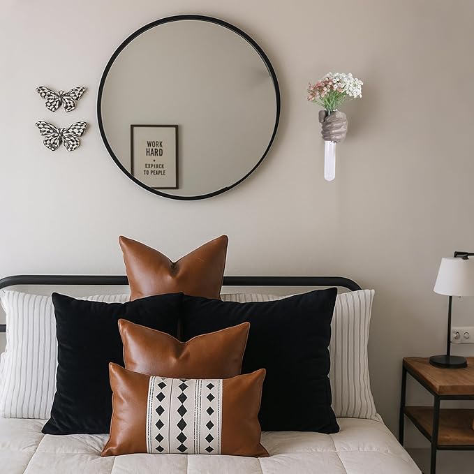 Wall Sculptures, Hand Vases Home Decor, Wall Mount Art Sculpture, Unique Wall Art Statue, Funky Flower Vase Decorations, Modern Eclectic Hanging Decor,Glass Test Tube Vase (Beige)-Ruum Studio Home