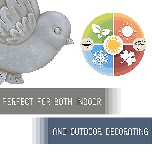 NAT & Jules Animal Character Shaped Dimensional Indoor Outdoor 11 inch Cast Resin Decorative Garden Stepping Stone, Patio, Walkway Sculpture Yard Art, Stone Grey Bluebird-Ruum Studio Home