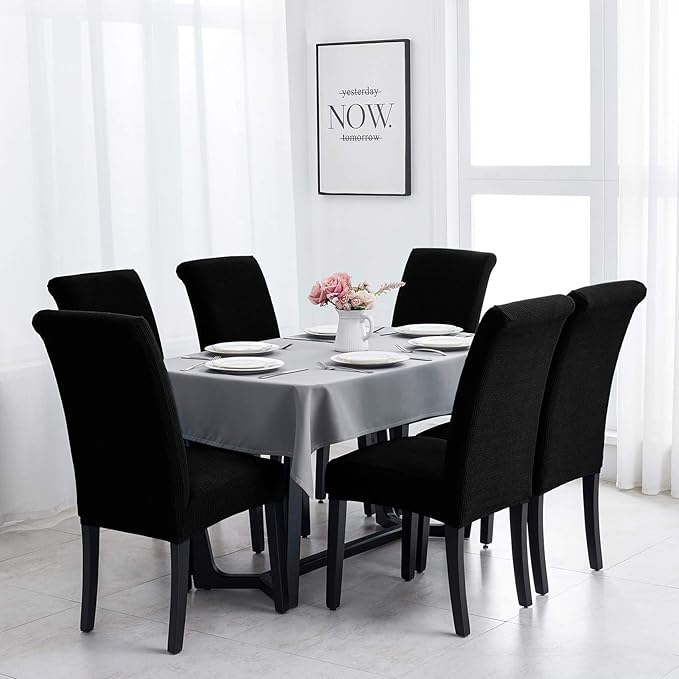 Joccun Chair Covers for Dining Room Set of 2,Dining Chair Slipcovers Stretch Dining Room Chair Covers Seat Protector,Washable Parsons Chair Cover for Home,Hotel,Banquet(Black,2 Pack)-Ruum Studio Home