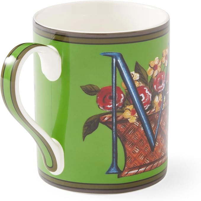 Spode Kit Kemp Alphabet Mug - Letter M Monogram in Fine China, 12oz Ceramic Coffee Cup for Hot Drinks, Personalized Drinkware for Unique Gifts, Dishwasher Safe Tea or Coffee Mug - Gift Box Included-Ruum Studio Home