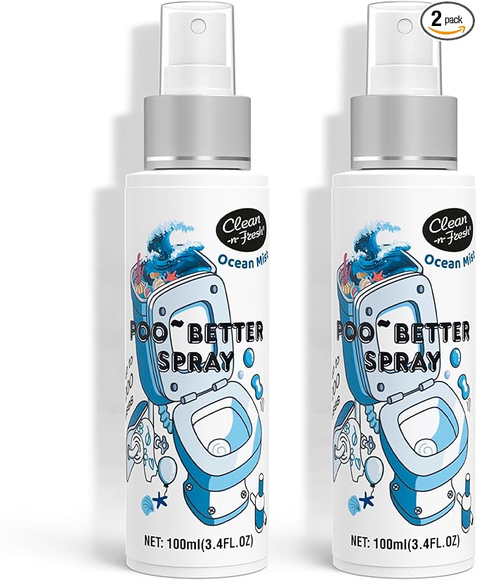 Clean-n-Fresh Toilet Spray, Ocean Mist, Air Freshener Bathroom Spray, Toilet Bathroom Odor Deodorizer, 6.8 Fl.Oz - Sea Salt, Jasmine & Bergamot-Ruum Studio Home