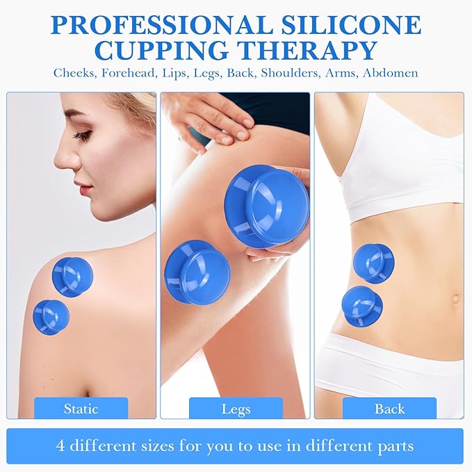 Geiserailie 16 Pcs 4 Sizes Cupping Therapy Set Silicone Cupping Massage Cups Professional Chinese Therapy Cup Vacuum for Body Muscle Nerve(Dark Blue)-Ruum Studio Home