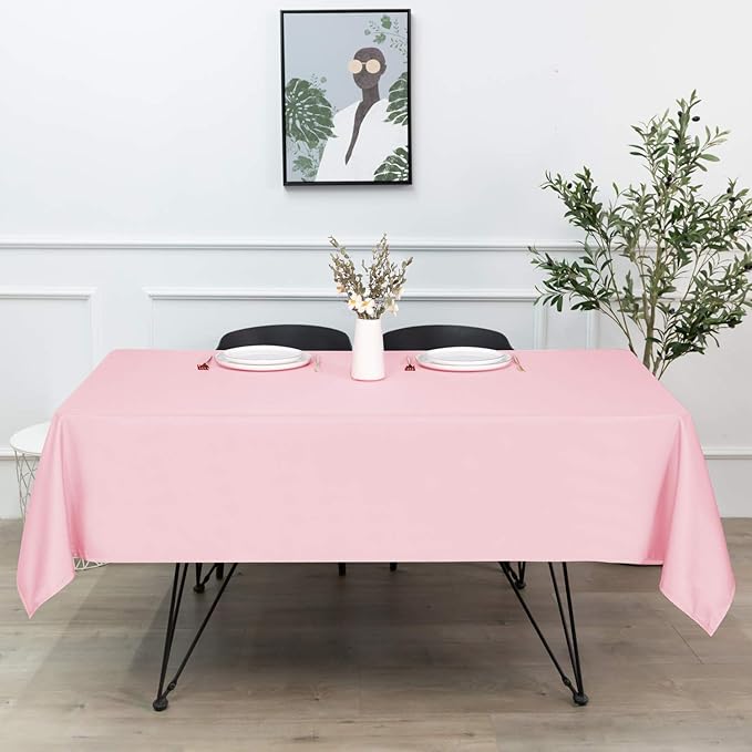 sancua Rectangle Tablecloth - 70 x 120 Inch - Stain and Wrinkle Resistant Washable Polyester Table Cloth, Decorative Fabric Table Cover for Dining Tables, Buffet Parties and Camping, Pink-Ruum Studio Home