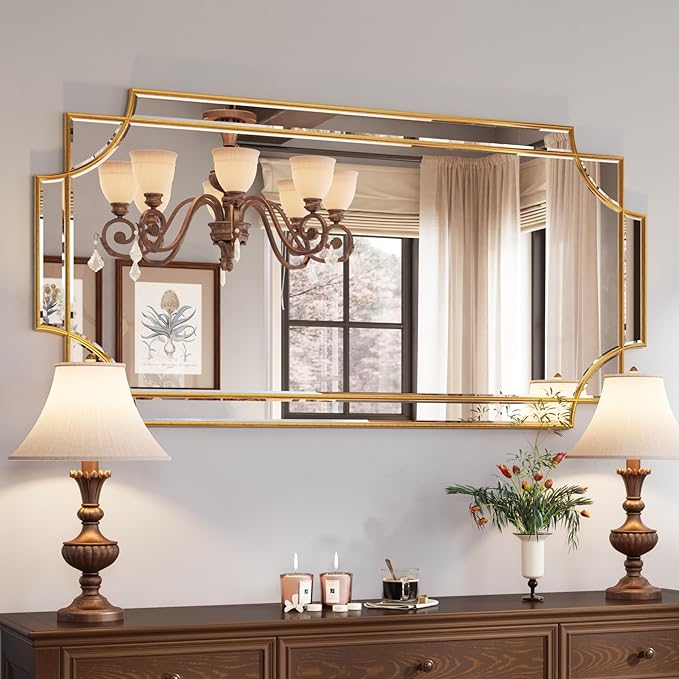 Kelly Miller 24"x48" Large Gold Mirror for Wall, Gold Traditional Wall Mirror Art Decorative Mirror Beveled Full Length Mirror Home Decor for Bathroom Living Room Bedroom Kitchen Farmhouse Entryway-Ruum Studio Home
