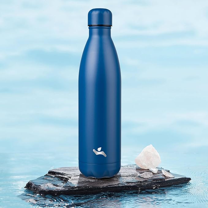 Insulated Water Bottles,25 oz Double Wall Stainless Steel Vacumm Metal Flask for Sports Travel,Blue-Ruum Studio Home