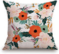 TSSOHU Flower and Hummingbird Pillow Cover Cotton Linen Spring Red Flower Green Leaves Boho Decorative Pillow Covers Cushion Cover Home Decor Pillowcase for 18x18 Inch-Ruum Studio Home