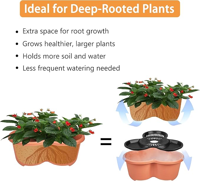 VECELO 5 Tier Vertical Garden Planter, Self Watering Stackable Planters with Wheels for Strawberries, Herbs, Flowers, Vegetables, Red-Ruum Studio Home