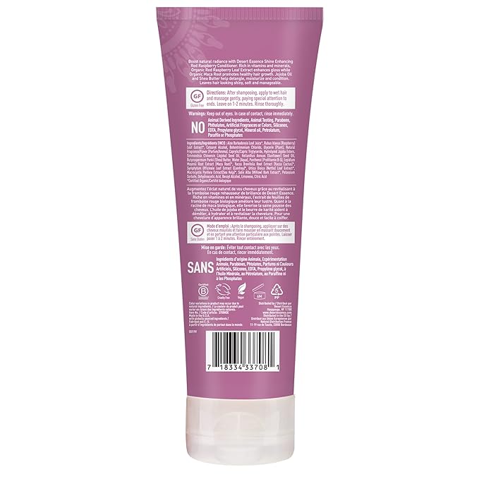Desert Essence Red Raspberry Conditioner - 8 Fl Ounce - Shine Enhancing - Vitamin A & C - Smooth & Silky - Strengthing - Shea Butter - Calcium & Magnesium - Vitamin B5-Ruum Studio Home