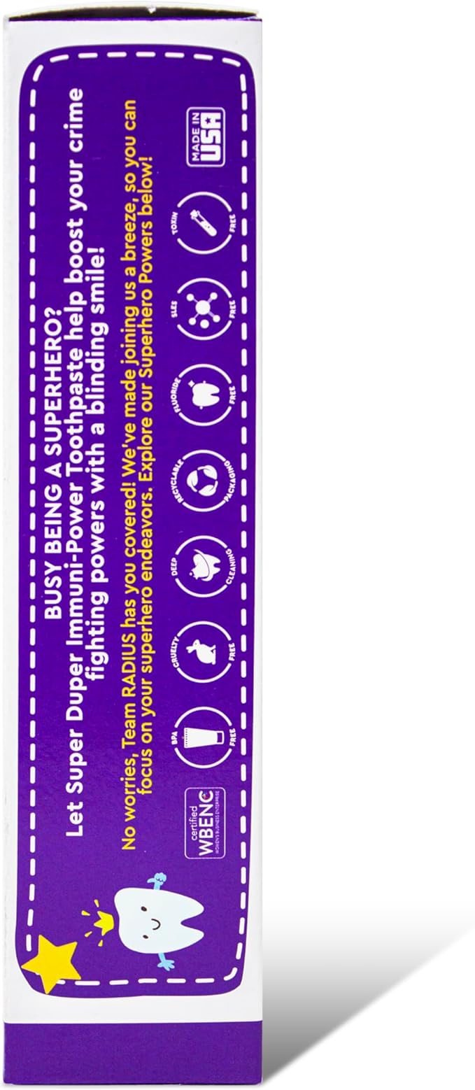 RADIUS Kids Super Duper Immunity Power Toothpaste 2.5 Oz - Super Duper Bubble Berry Mint - Pack of 3-Ruum Studio Home