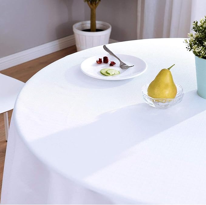 Surmente 132 inch Round tablecloths -5 Pack White Round Table Cloths, Polyester Fabric Table Covers for Weddings, Banquets, or Restaurants-Ruum Studio Home