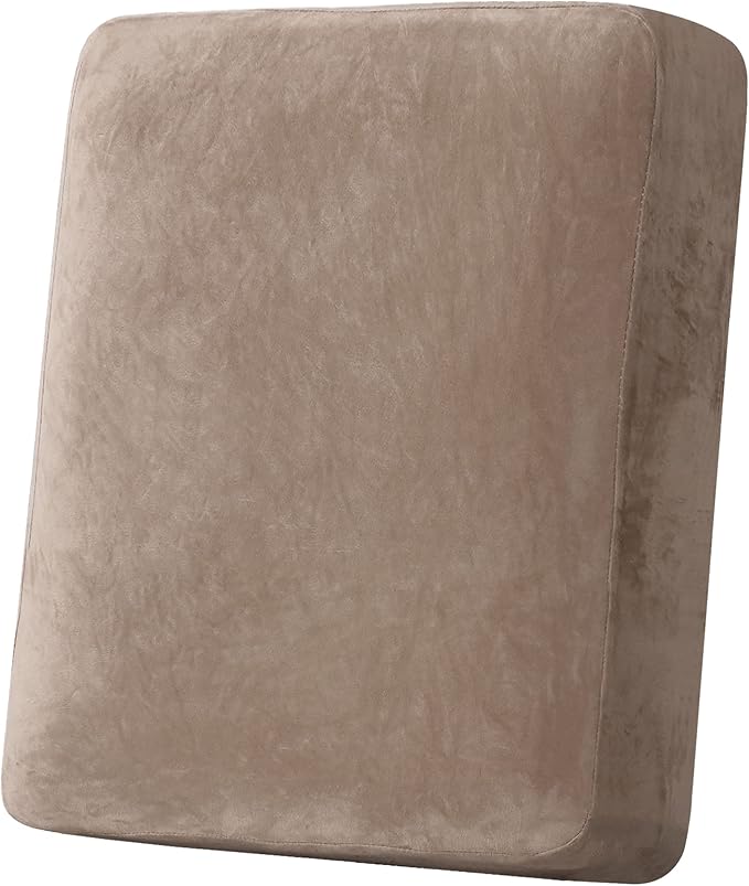 H.VERSAILTEX Velvet Stretch Couch Cushion Cover Plush Cushion Slipcover for Chair Cushion Furniture Protector Seat Cushion Sofa Cover (1 Piece Armchair Cushion Covers, Taupe)-Ruum Studio Home
