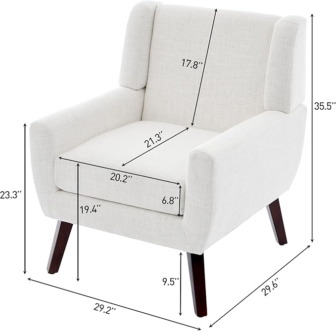 UIXE Accent Chair, Fabric Upholstered Armchair for Living Room, Comfy Arm Chair Single Sofa Bedroom Side Reading Seat - Flax Beige-Ruum Studio Home