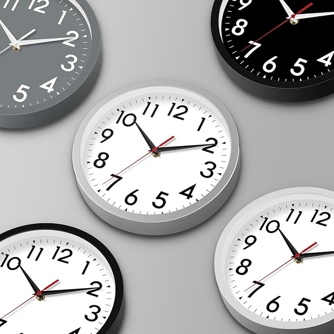 12 Inch Wall Clock Silent Non-Ticking Battery Operated Analog Clock Decorative for Office Kitchen Outdoor Living Room Classroom Bedroom Bathroom School(Black)-Ruum Studio Home