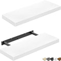 QEEIG Floating Shelves for Wall Bathroom Shelf Bedroom Kitchen Living Room Farmhouse Small Book Shelf 16 inch Set of 2, White (015-W2)-Ruum Studio Home