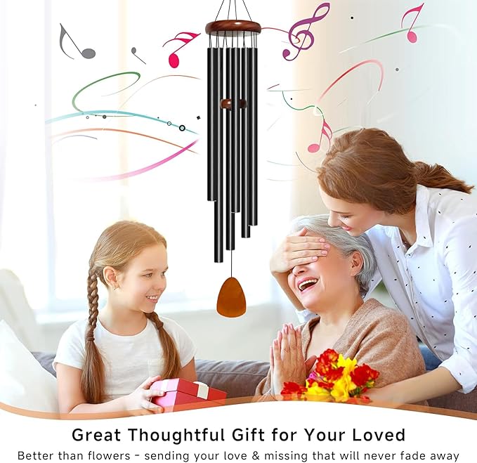 Wind Chimes for Outside Deep Tone, 50 inch Large Wind Chimes, 6 Heavy Duty Tubes Aluminium Metal Extra Large Wind Chime, Decoration for Garden, Patio, Yard, Gift for Mother's Day(Waterdrop)-Ruum Studio Home