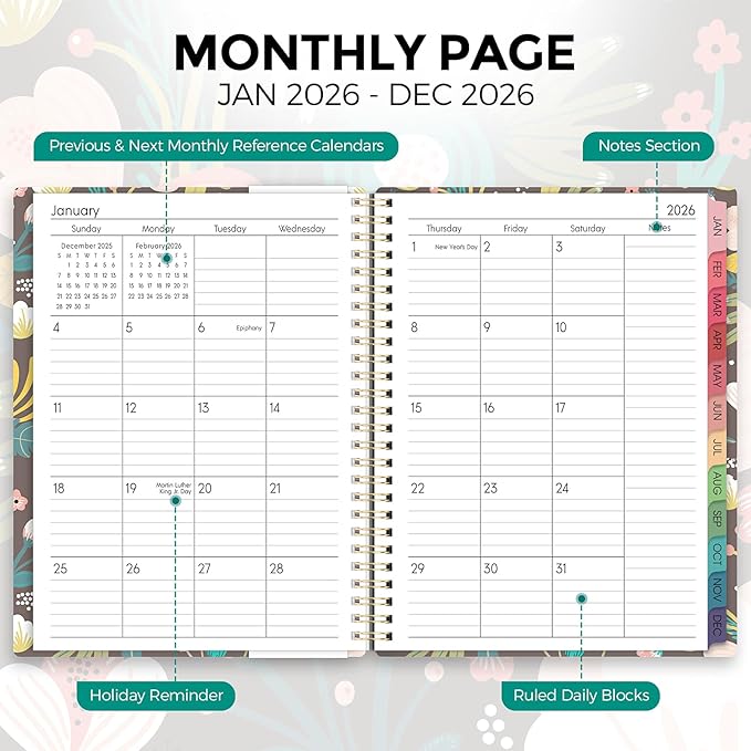 Planner 2026, 8.5" x 11" Monthly & Weekly Planner with Tabs, JAN - DEC 2026, Goal Setting & Time Management Organizer for Professionals & Students-Ruum Studio Home