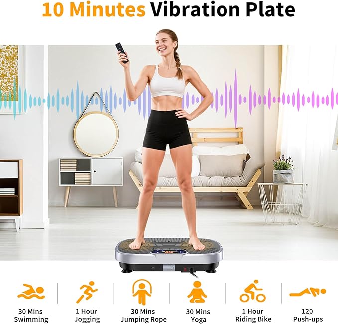 Vibration Plate Exercise Machine, Vibrating Plate Machine with Bluetooth for Lymphatic Drainage, Vibration Platform for Women Men Full Body Weight Loss-Ruum Studio Home