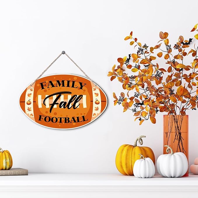 Autumn Wooden Signs, Rustic Thanksgiving Decoration, Home Interior And Exterior Decor, Autumn Harvest Thanksgiving Home Decor (Football), Housewarming Gift-Ruum Studio Home