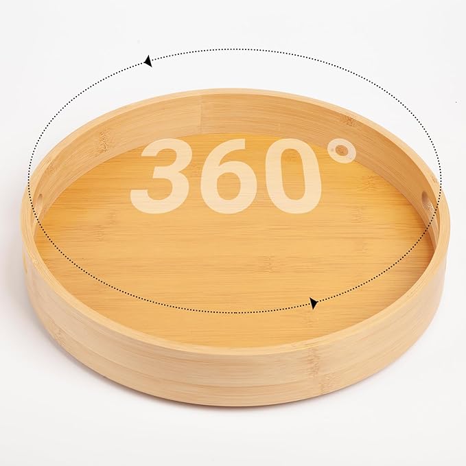 10in Bamboo Lazy Susan Organizer for Countertop and Cabinet with Large and Stable Chassis,Round Rotating Bamboo Tray for Station Organizer,for Kitchen Bathroom Laundry Room (10in)-Ruum Studio Home