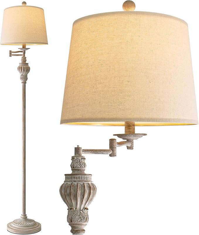 61" Vintage Floor Lamp with 350° Adjustable Swing Arm, Tall lamp Standing Lamp for Bedroom Living Room Bedside Nightstand Retro Farmhouse Mid Century Lamp Light Home Décor Office Gifts-Ruum Studio Home