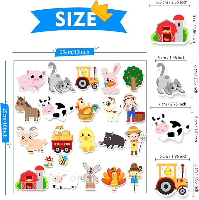 Brand Farm Animal Gel Clings Stickers for Kids, 21PCS Reusable Decals, Wall, Car, Window Decorations, Classroom, Home, Nursery, Party Supplies-Ruum Studio Home