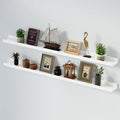SAUMONIERES Picture Ledge Shelf Floating Book Shelves Set of 2 Wall Mounted Solid Wood for Bedroom Bathroom Living Room Kitchen, 55 Inch White-Ruum Studio Home
