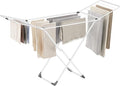 SONGMICS Clothes Drying Rack, Metal Laundry Drying Rack, Foldable, Space-Saving, Free-Standing Airer, with 2 Gullwings, Indoor Outdoor Use, Bed Linen Clothing, White ULLR540W01-Ruum Studio Home
